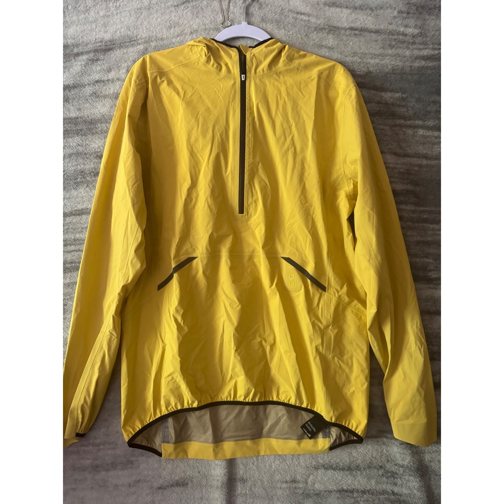 On Running Mens Waterproof Anorak Yellow Half Zip Hooded Rain Jacket Large